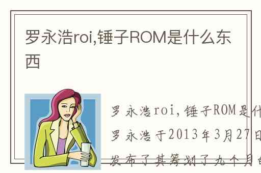 罗永浩roi,锤子ROM是什么东西