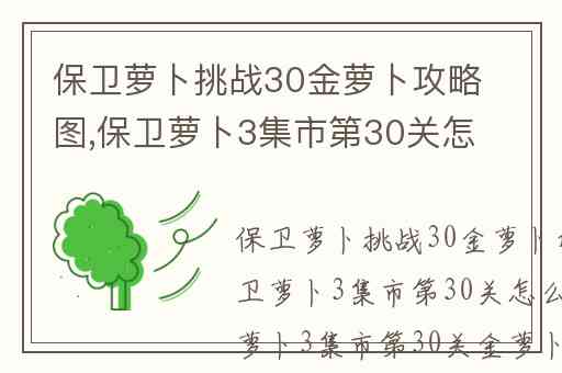 保卫萝卜挑战30金萝卜攻略图,保卫萝卜3集市第30关怎么打