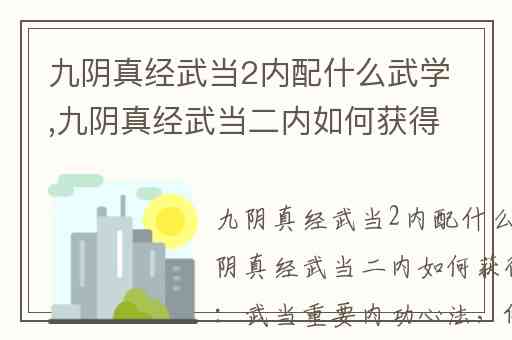 九阴真经武当2内配什么武学,九阴真经武当二内如何获得