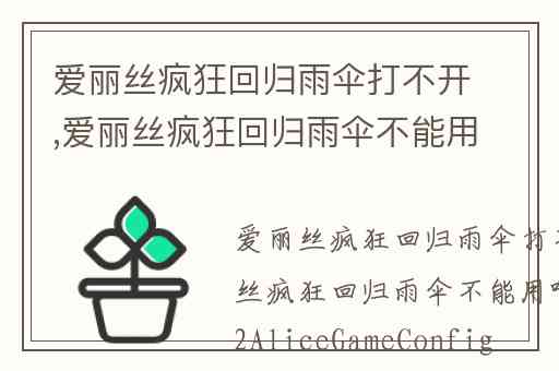 爱丽丝疯狂回归雨伞打不开,爱丽丝疯狂回归雨伞不能用啊